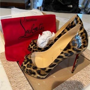 Christian Louboutin peep toe leopard heels